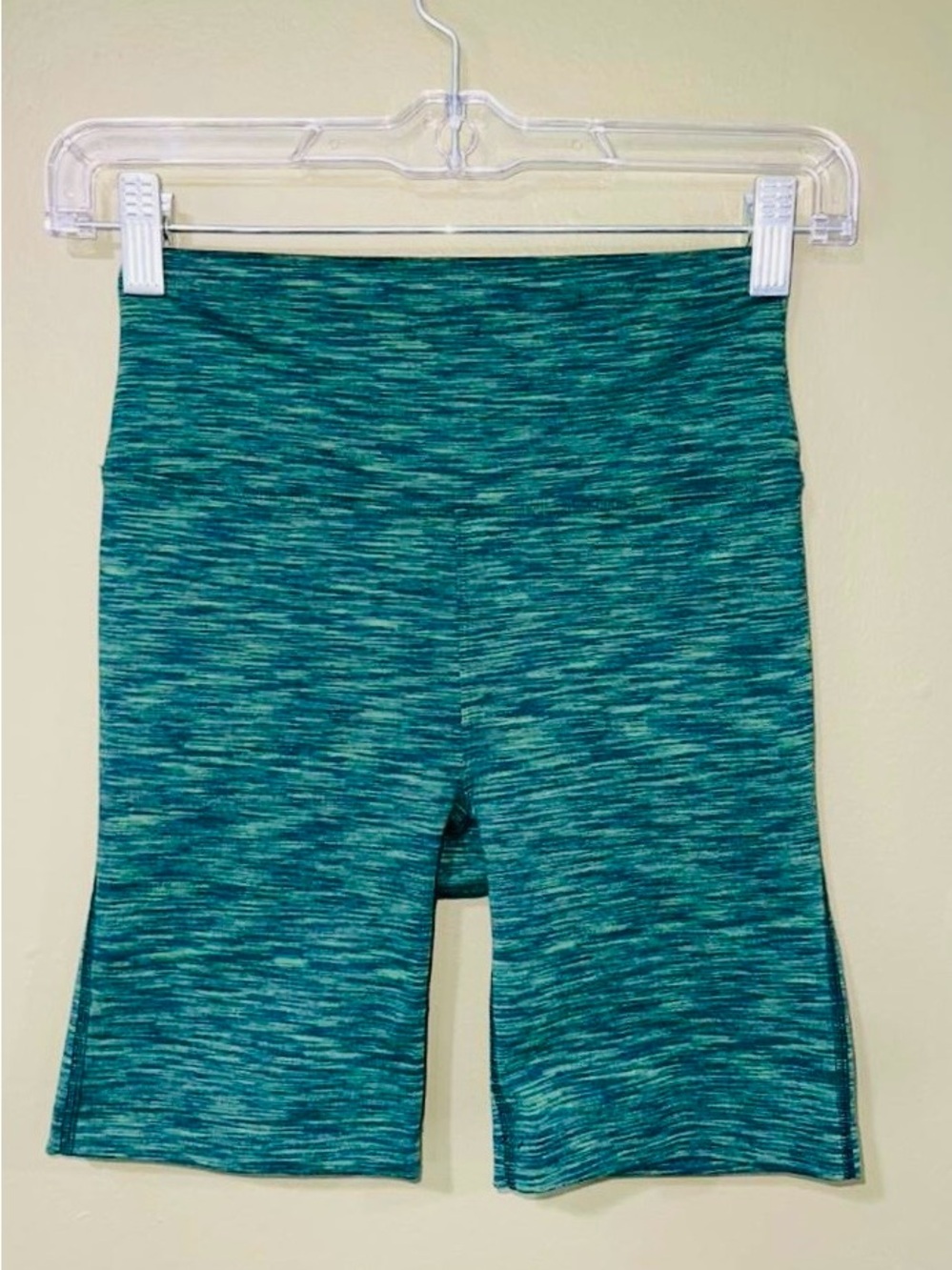 Outdoor Voices Teal Space-Dye Bike Shorts